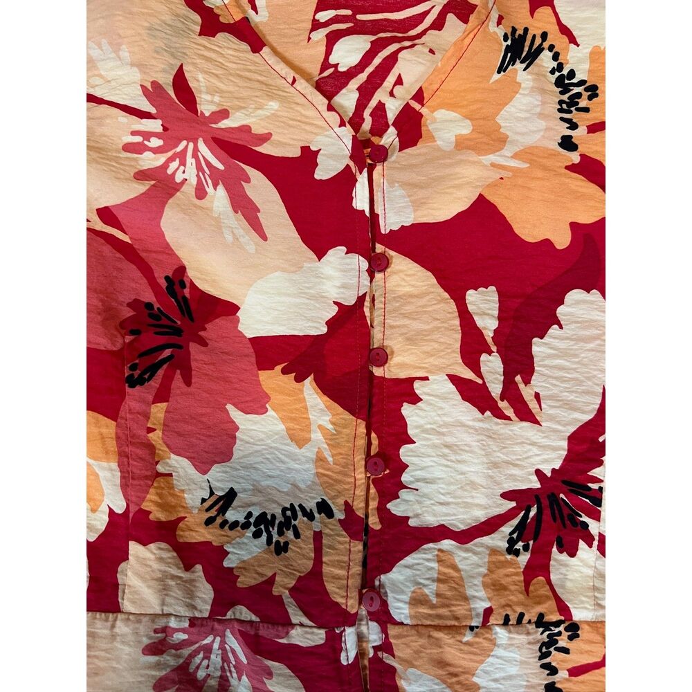 Liz Claiborne Womens XL Floral - Pink Peach and White Flowy Top - Picture 7 of 8